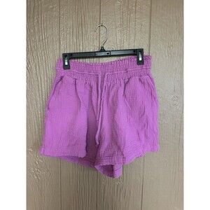 Joie Paper Bag High Waist Shorts Size‎ Medium Magenta Gauze Like Cotton Casual